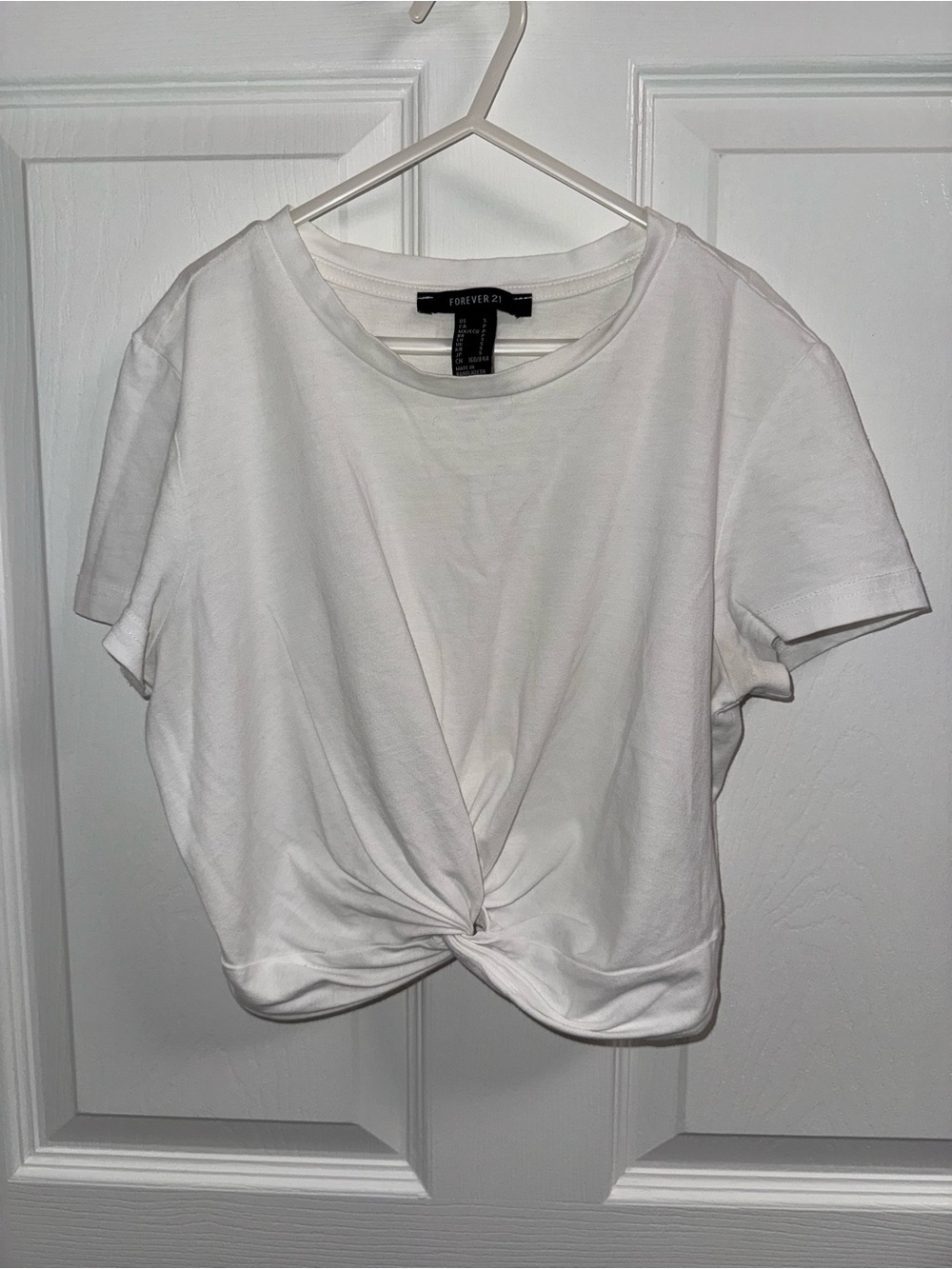 Forever 21 White Twist-Knot Crop Top